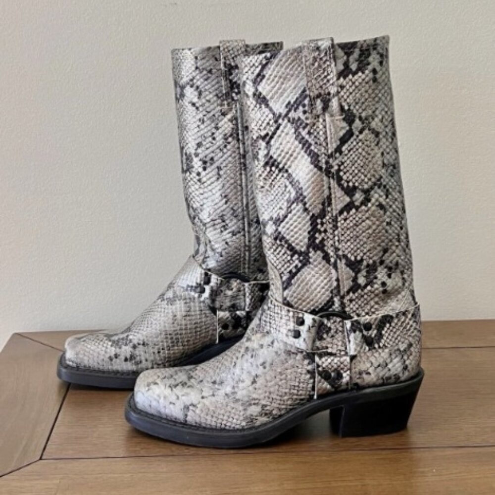 RARE Frye Harness Boots Women’s Size 6 Snake Skin - New Without Box